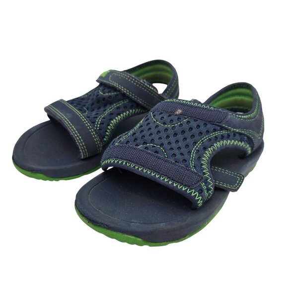 Teva Toddler Boys Size 10 Navy & Green Sandals With Adjustable Straps - Picture 1 of 9